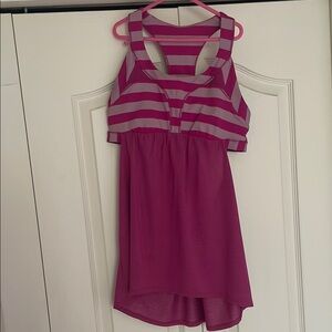 Lululemon Y2K Magenta Striped Racerback Tank with Built-In Bra – Size 6